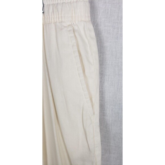 Nordstrom Pants Ivory XL Slim Fit Linen Blend Drawstring Elastic Waist Casual - Picture 5 of 6